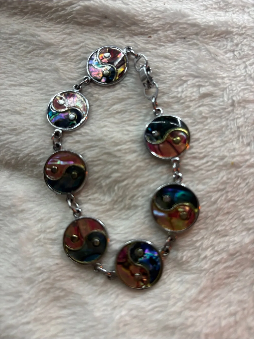 90s Multicolor Yin Yang Round Link Bracelet - Women’s Fashion Jewelry